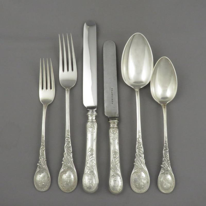 Russian Silver Flatware Set for 6 - JH Tee Antiques