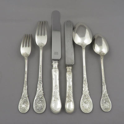 Russian Silver Flatware Set for 6 - JH Tee Antiques