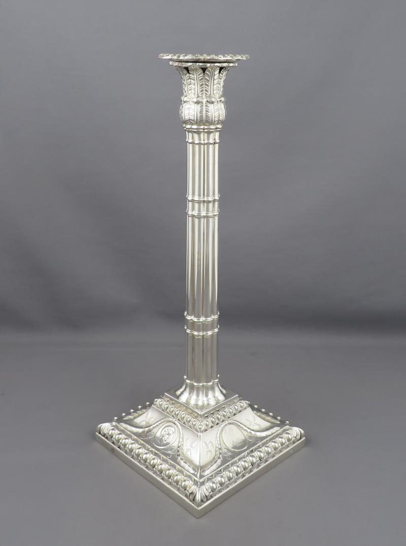 Set of Four George III Silver Candlesticks - JH Tee Antiques