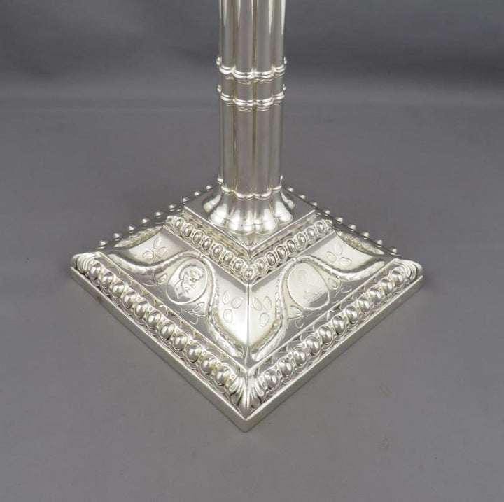 Set of Four George III Silver Candlesticks - JH Tee Antiques