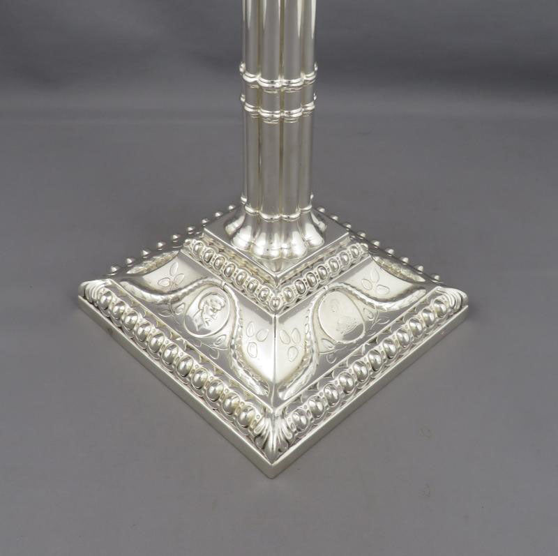 Set of Four George III Silver Candlesticks - JH Tee Antiques