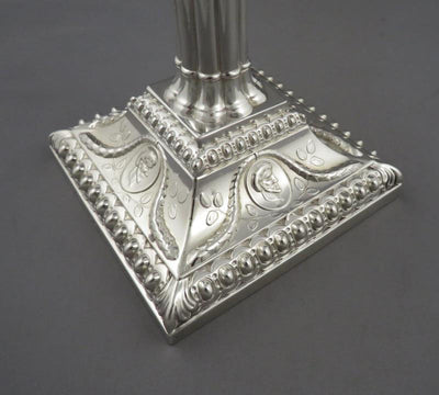 Set of Four George III Silver Candlesticks - JH Tee Antiques