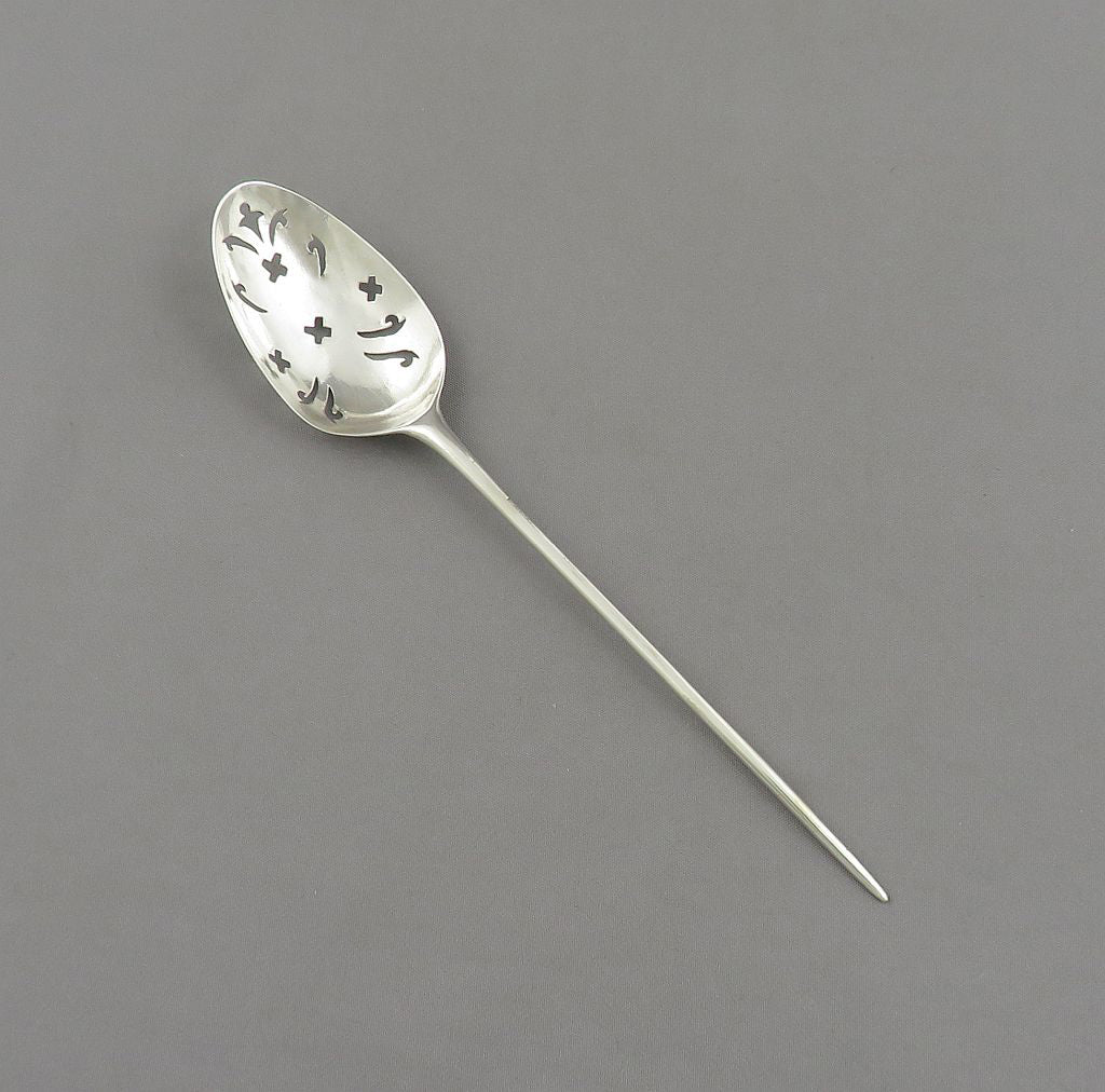 Shell Back Silver Mote Spoon - JH Tee Antiques