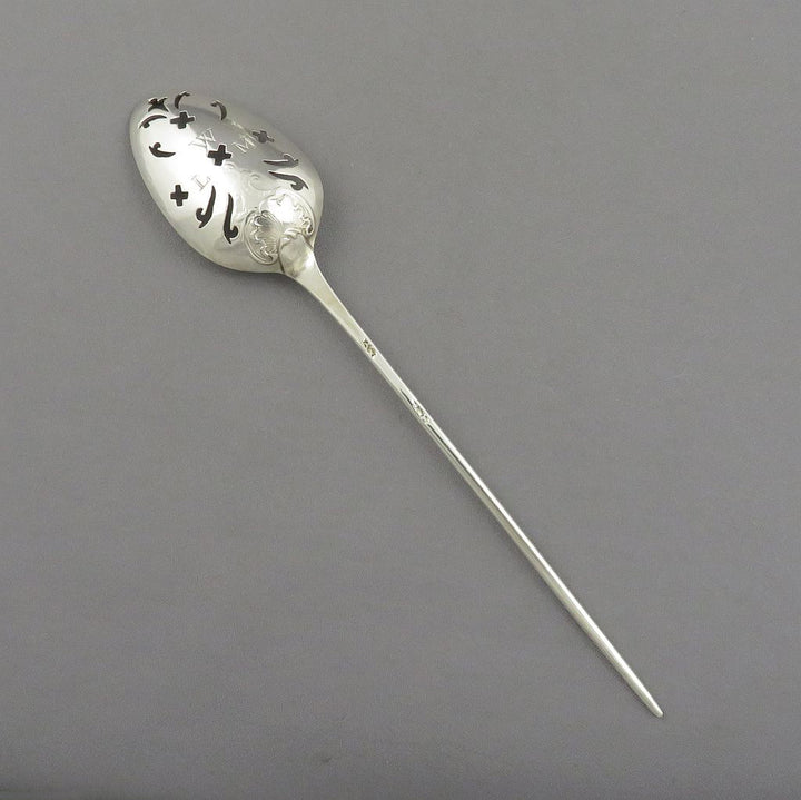 Shell Back Silver Mote Spoon - JH Tee Antiques