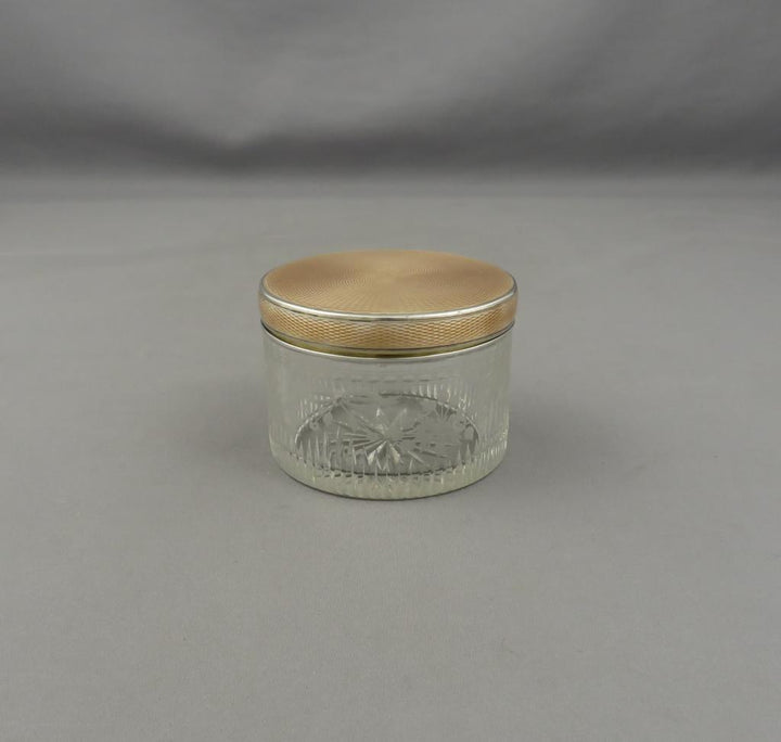 Art Deco Silver Gilt &amp; Enamel Dressing Table Jar - JH Tee Antiques