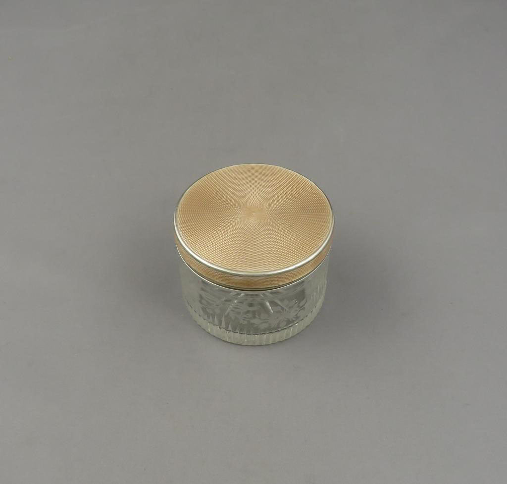 Art Deco Silver Gilt &amp; Enamel Dressing Table Jar - JH Tee Antiques