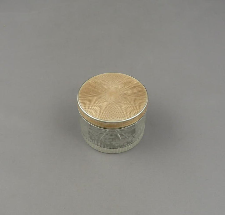 Art Deco Silver Gilt &amp; Enamel Dressing Table Jar - JH Tee Antiques