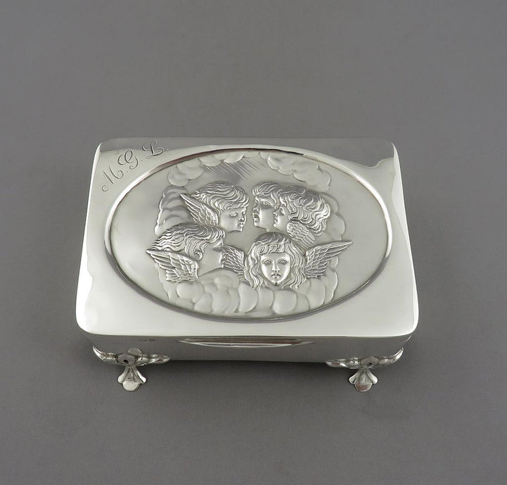Edwardian Sterling Silver Jewellery Box - JH Tee Antiques
