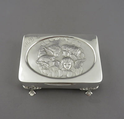 Edwardian Sterling Silver Jewellery Box - JH Tee Antiques