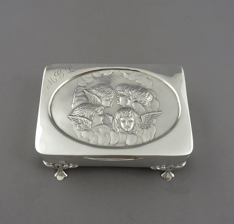 Edwardian Sterling Silver Jewellery Box - JH Tee Antiques