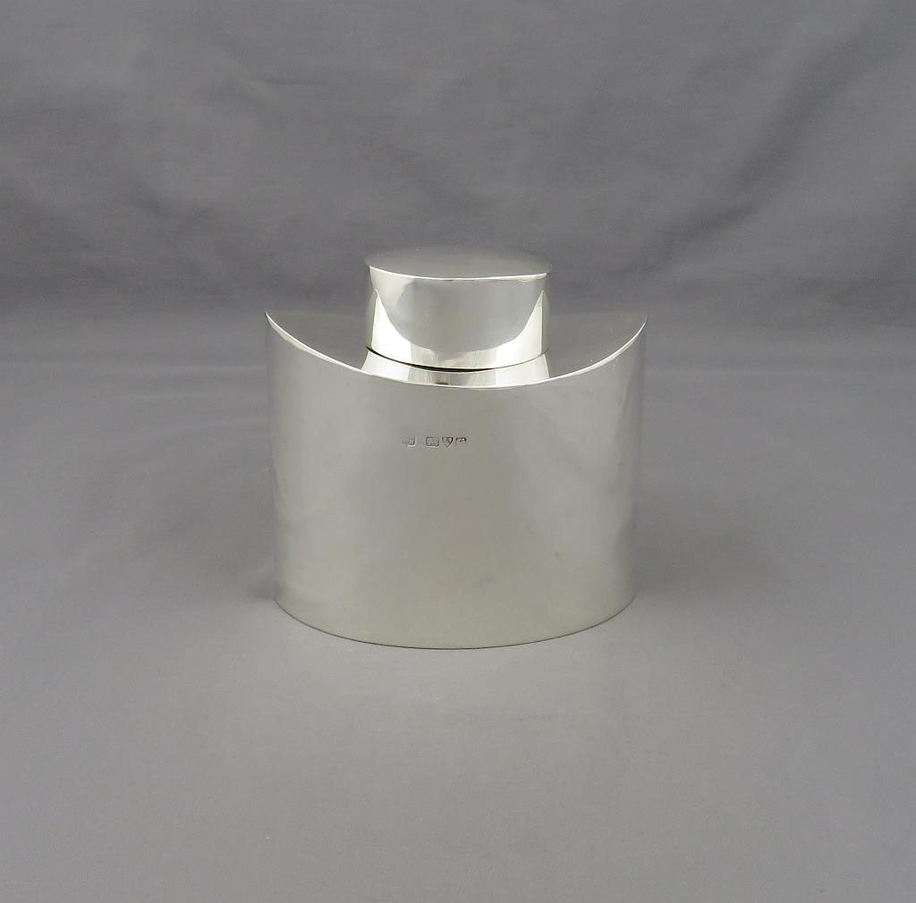 English Sterling Silver Tea Caddy - JH Tee Antiques
