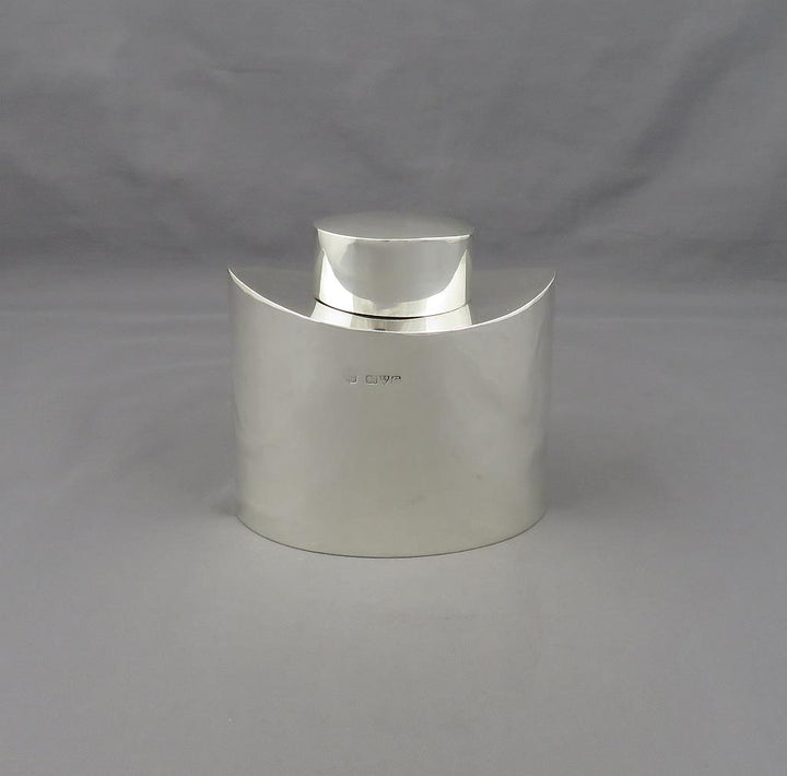 English Sterling Silver Tea Caddy - JH Tee Antiques