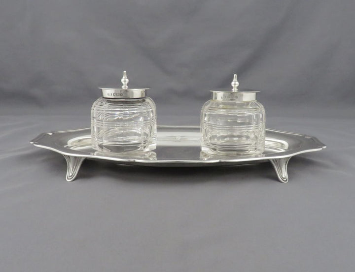 Edwardian Sterling Silver Inkstand - JH Tee Antiques