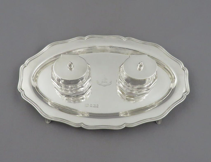Edwardian Sterling Silver Inkstand - JH Tee Antiques