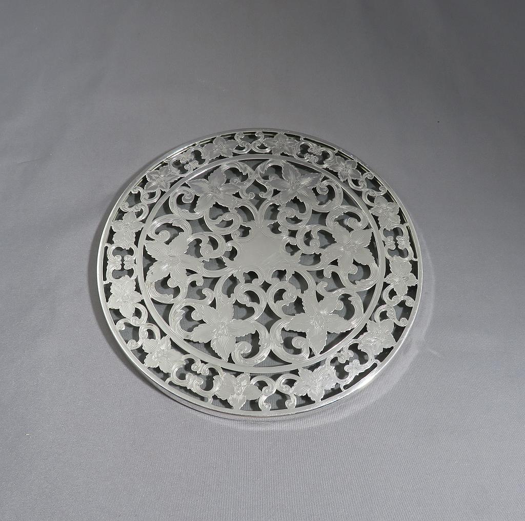 American Sterling Silver Overlay Trivet - JH Tee Antiques
