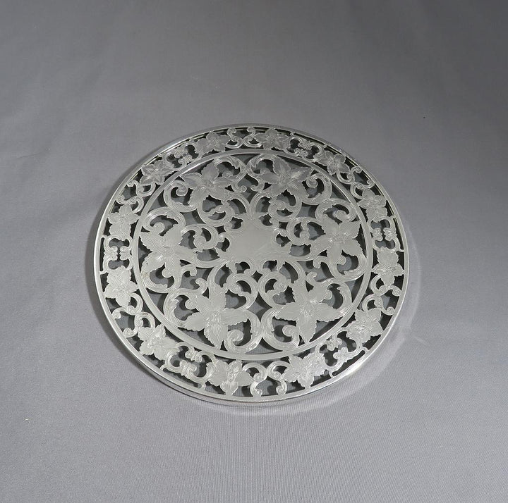 American Sterling Silver Overlay Trivet - JH Tee Antiques
