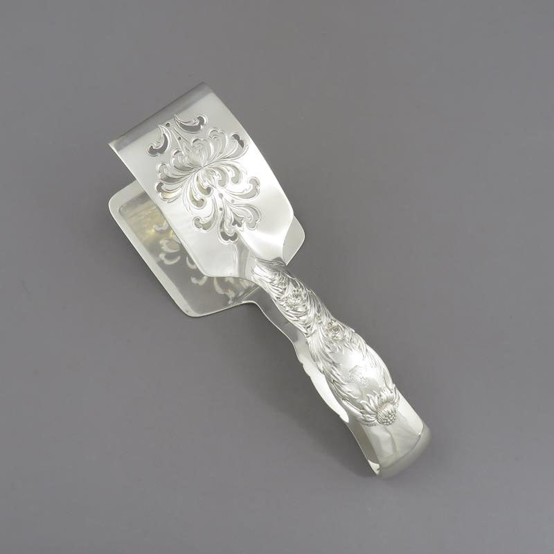 Tiffany Chrysanthemum Silver Asparagus Tongs - JH Tee Antiques