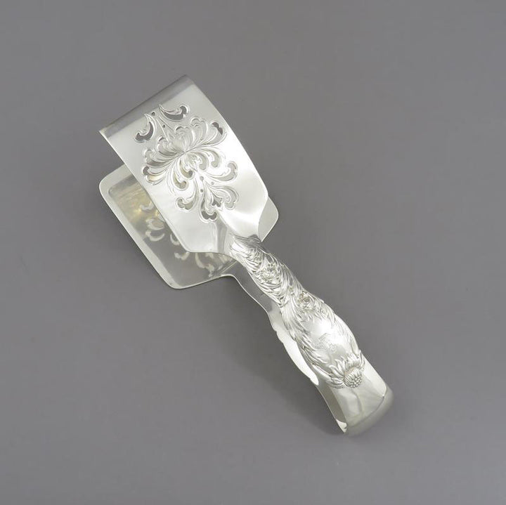 Tiffany Chrysanthemum Silver Asparagus Tongs - JH Tee Antiques