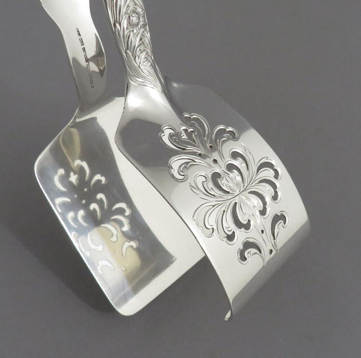 Tiffany Chrysanthemum Silver Asparagus Tongs - JH Tee Antiques