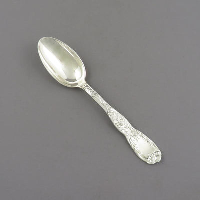 Tiffany Chrysanthemum Silver Dessert Spoon - JH Tee Antiques