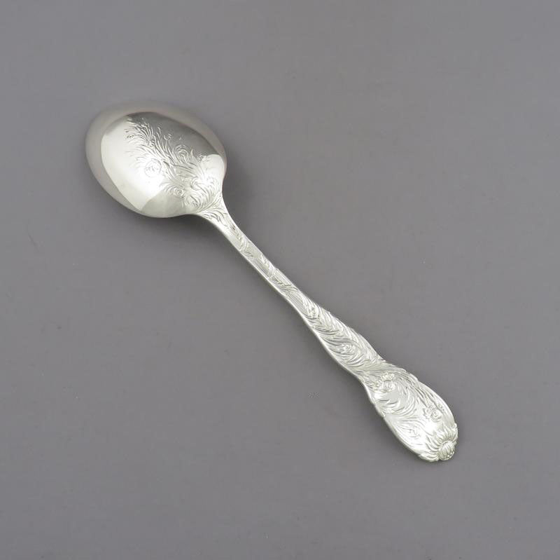 Tiffany Chrysanthemum Silver Vegetable Spoon - JH Tee Antiques