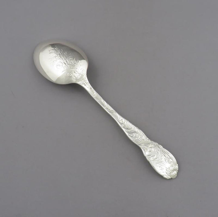 Tiffany Chrysanthemum Silver Vegetable Spoon - JH Tee Antiques