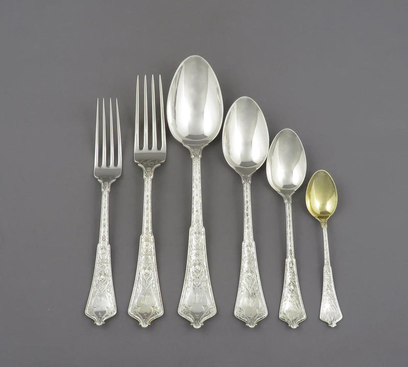 Tiffany Sterling Silver Flatware Set Persian Pattern - JH Tee Antiques