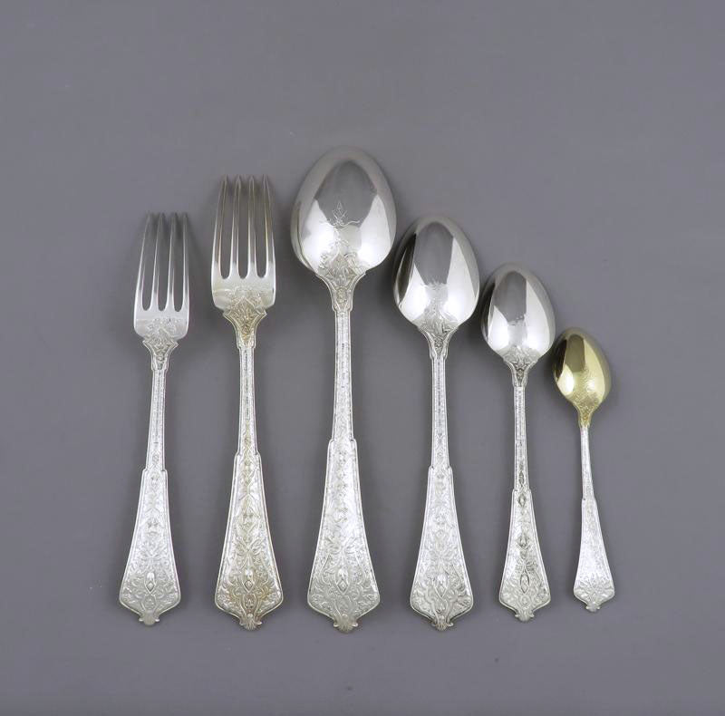 Tiffany Sterling Silver Flatware Set Persian Pattern - JH Tee Antiques