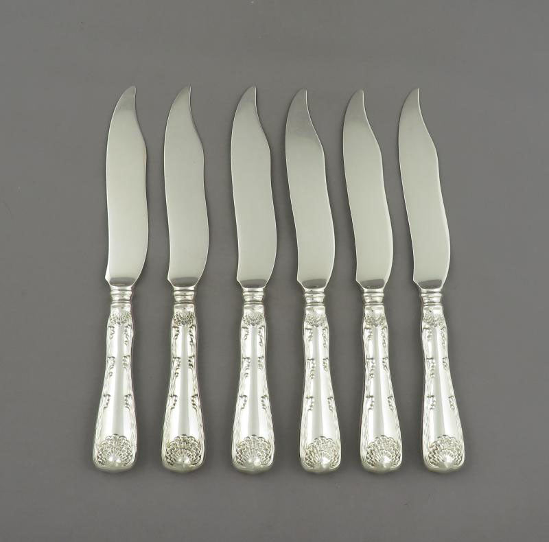 Six Tiffany &amp; Co. Wave Edge Sterling Silver Fish Knives - JH Tee Antiques