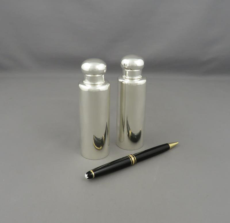 Pair of Tiffany Sterling Silver Cologne Bottles