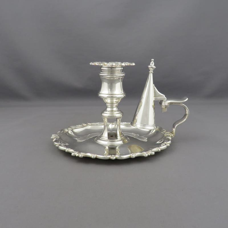 Pair of Victorian Silver Chambersticks - JH Tee Antiques