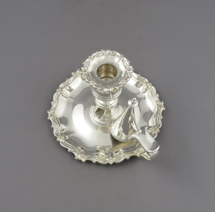 Pair of Victorian Silver Chambersticks - JH Tee Antiques