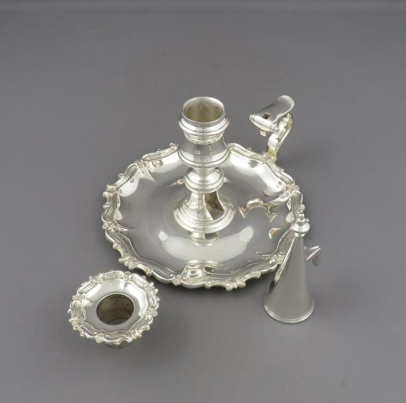 Pair of Victorian Silver Chambersticks - JH Tee Antiques