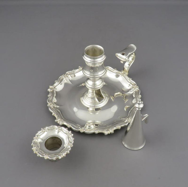 Pair of Victorian Silver Chambersticks - JH Tee Antiques