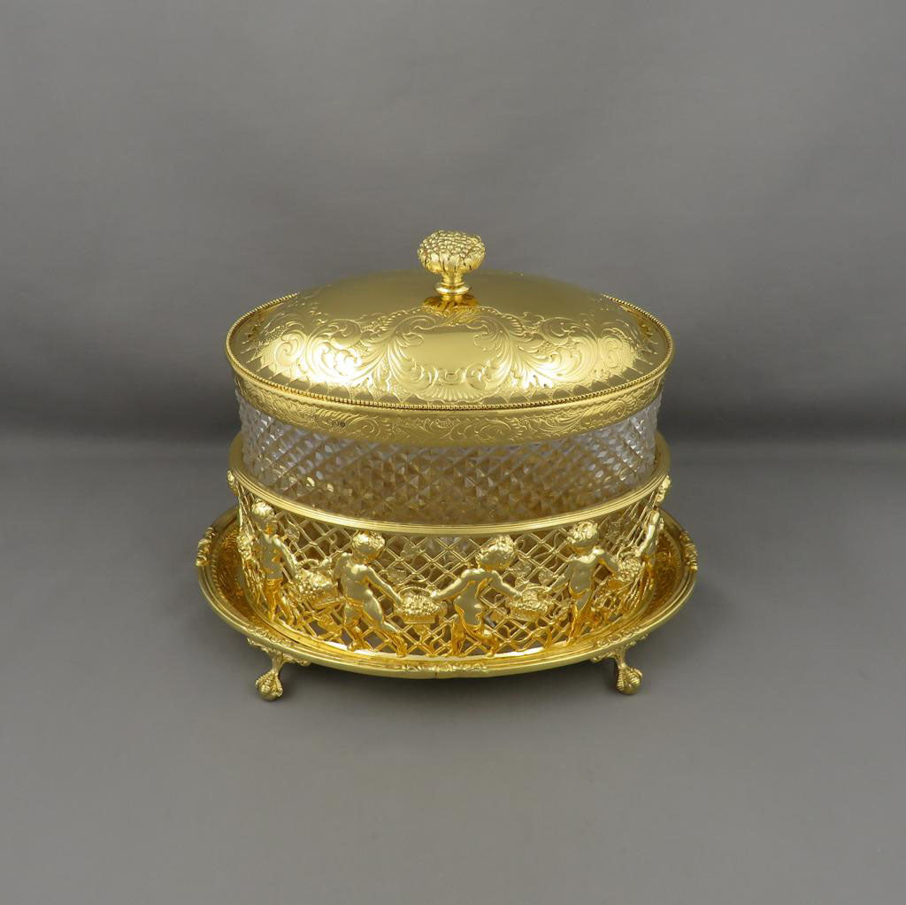 Victorian Silver Gilt Biscuit Box - JH Tee Antiques