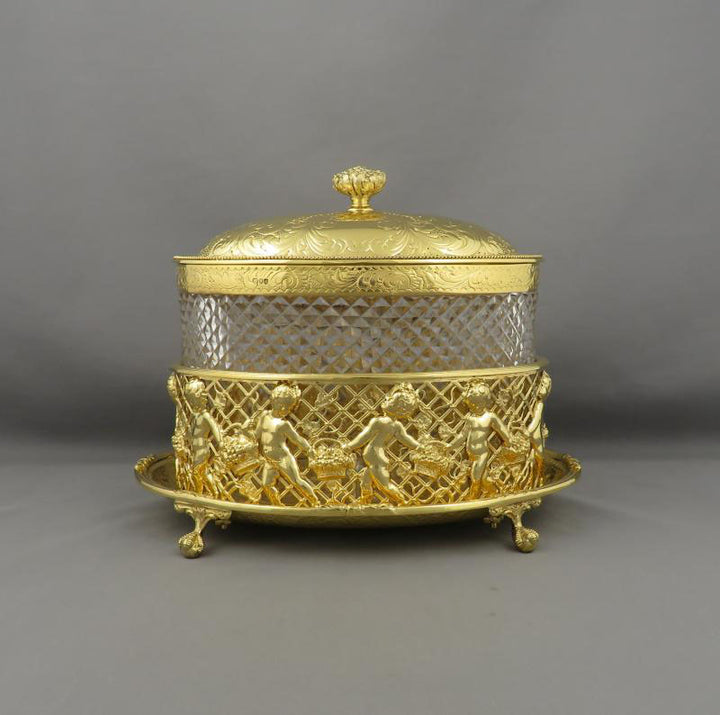 Victorian Silver Gilt Biscuit Box - JH Tee Antiques