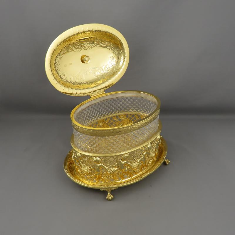 Victorian Silver Gilt Biscuit Box - JH Tee Antiques