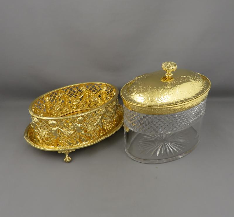 Victorian Silver Gilt Biscuit Box - JH Tee Antiques