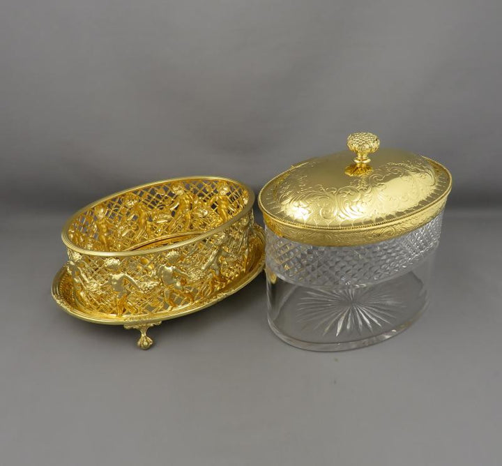 Victorian Silver Gilt Biscuit Box - JH Tee Antiques