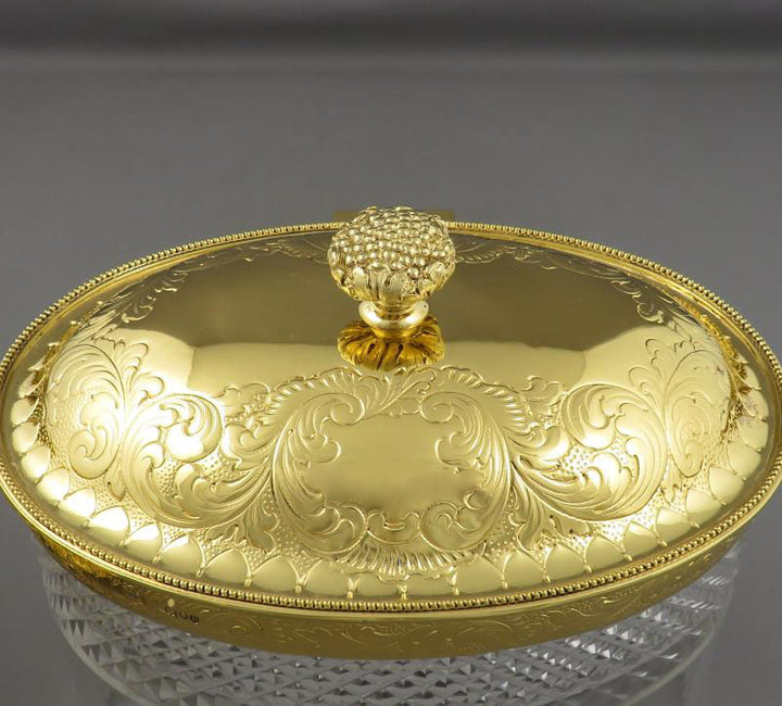 Victorian Silver Gilt Biscuit Box - JH Tee Antiques