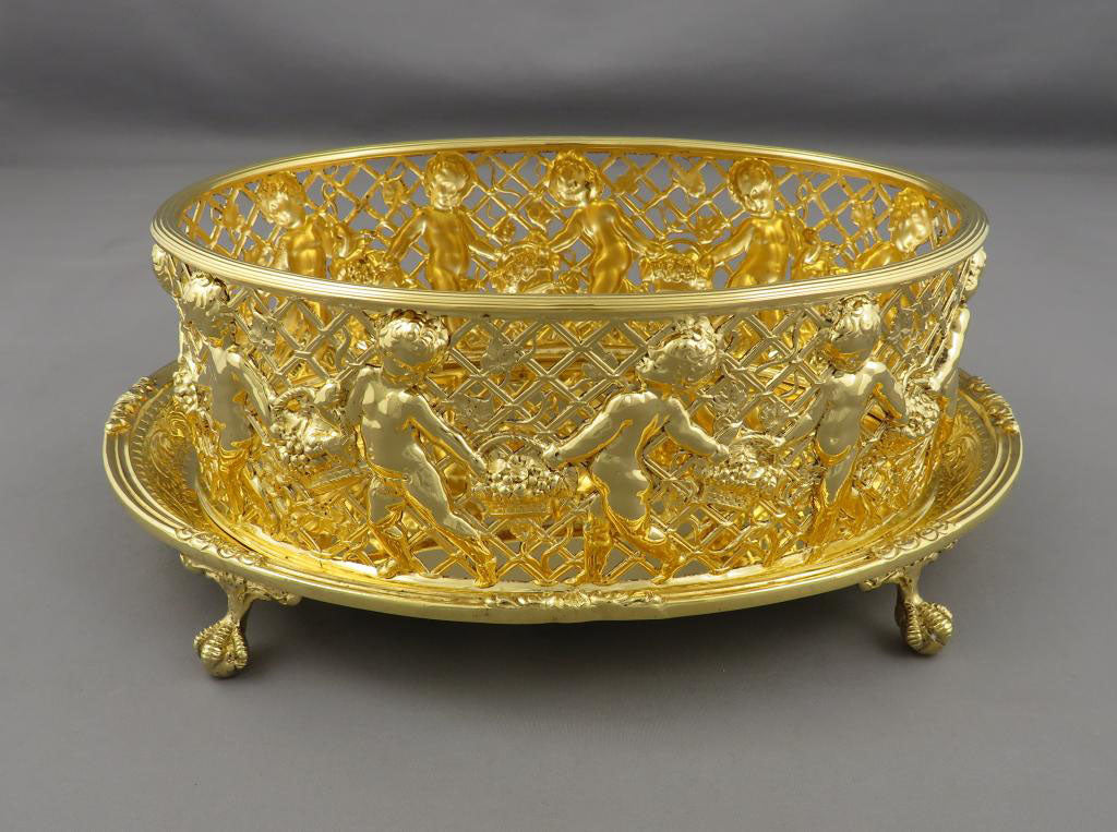 Victorian Silver Gilt Biscuit Box - JH Tee Antiques