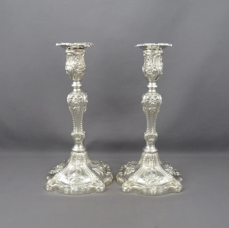 Pair of Victorian Silver Candlesticks - JH Tee Antiques