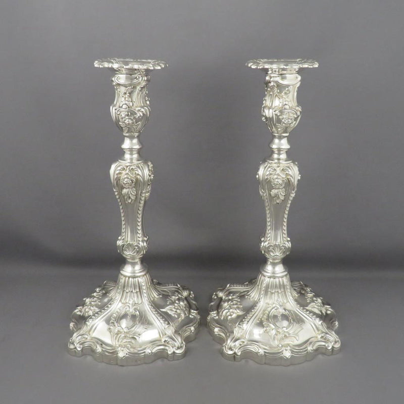 Pair of Victorian Silver Candlesticks - JH Tee Antiques