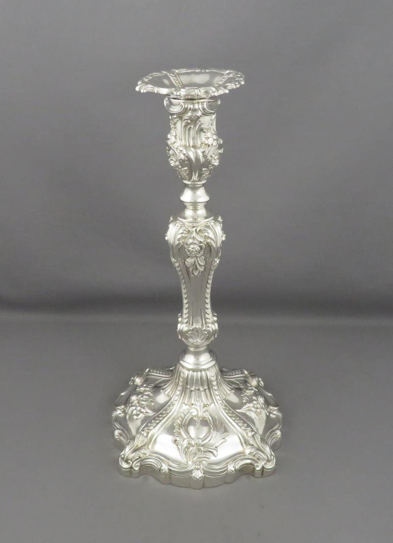 Pair of Victorian Silver Candlesticks - JH Tee Antiques