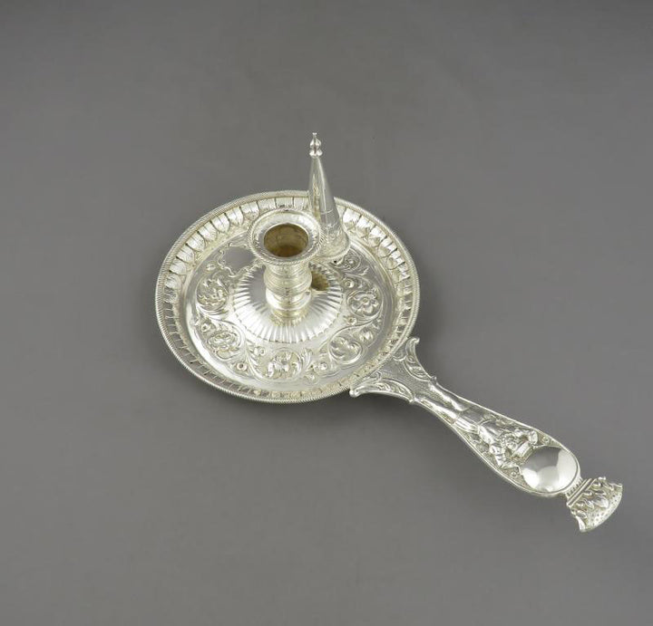 Ornate Victorian Sterling Silver Chamberstick - JH Tee Antiques