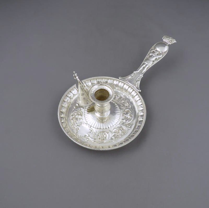 Ornate Victorian Sterling Silver Chamberstick - JH Tee Antiques