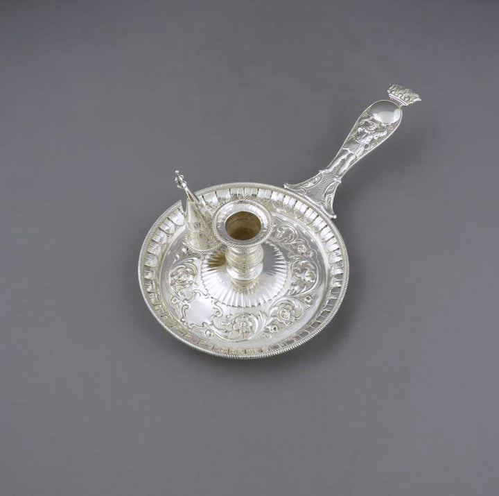 Ornate Victorian Sterling Silver Chamberstick - JH Tee Antiques