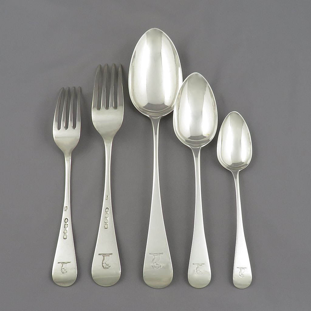 Victorian Old English Silver Flatware Service