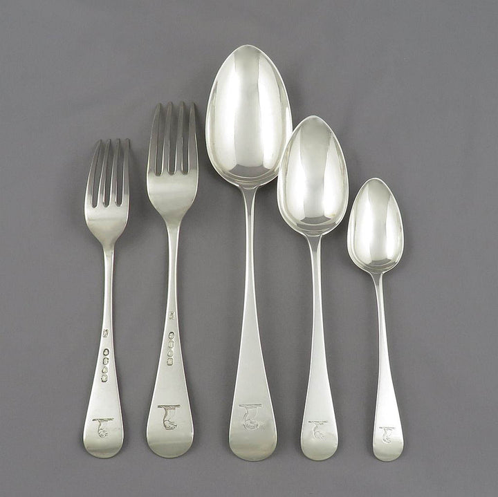 Victorian Old English Silver Flatware Service