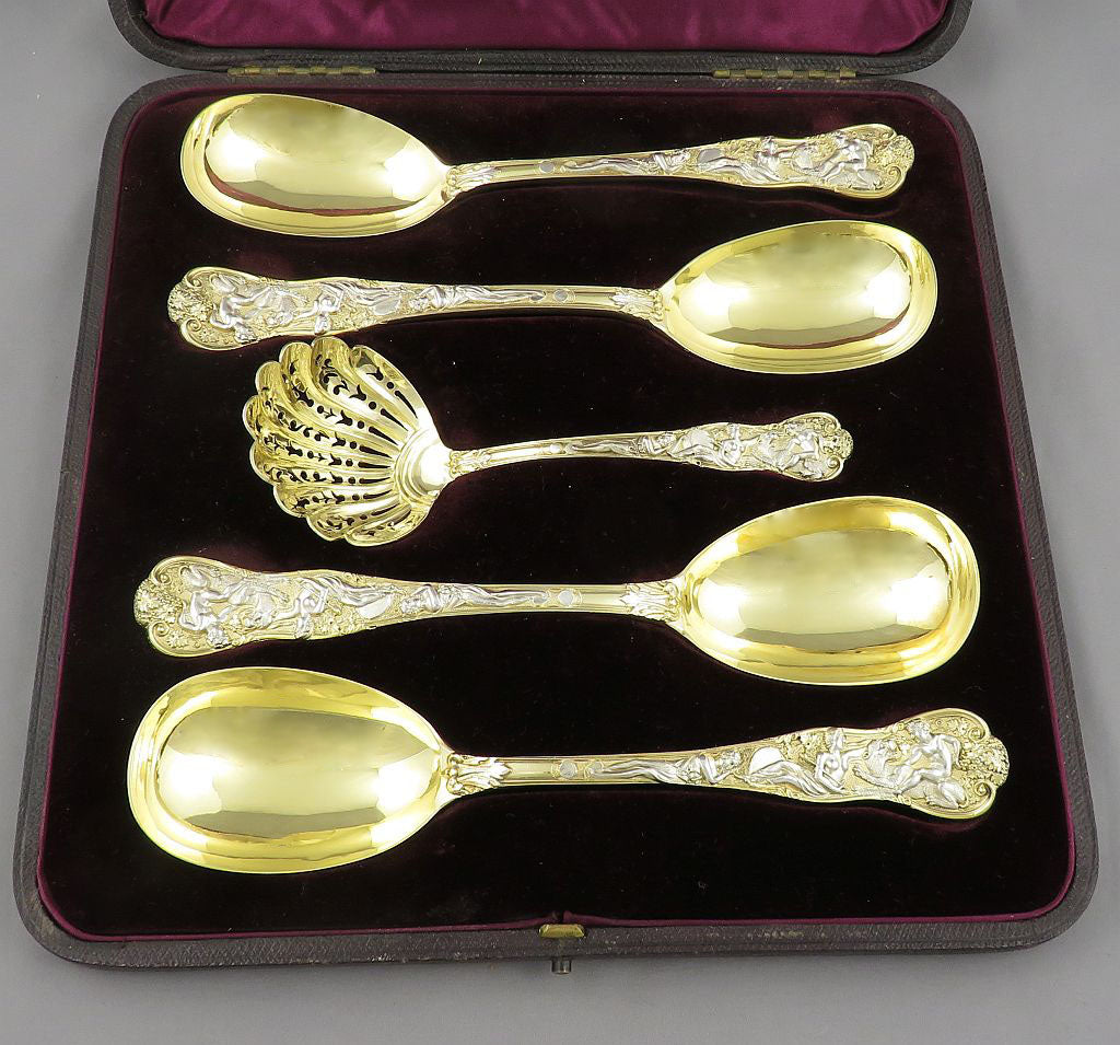 Bacchinalian Silver Gilt Dessert Serving Set